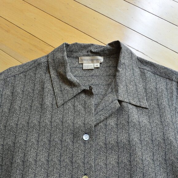 Patrick Christopher Silk Satin Blouse Button Up Size 10 - Picture 2 of 12